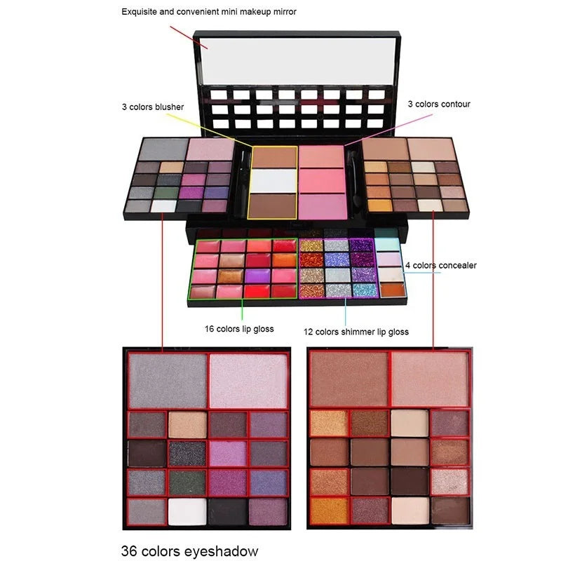 Glitter Eyeshadow Palette – 40, 74 & 78 Color Shimmer & Matte Eye Sets