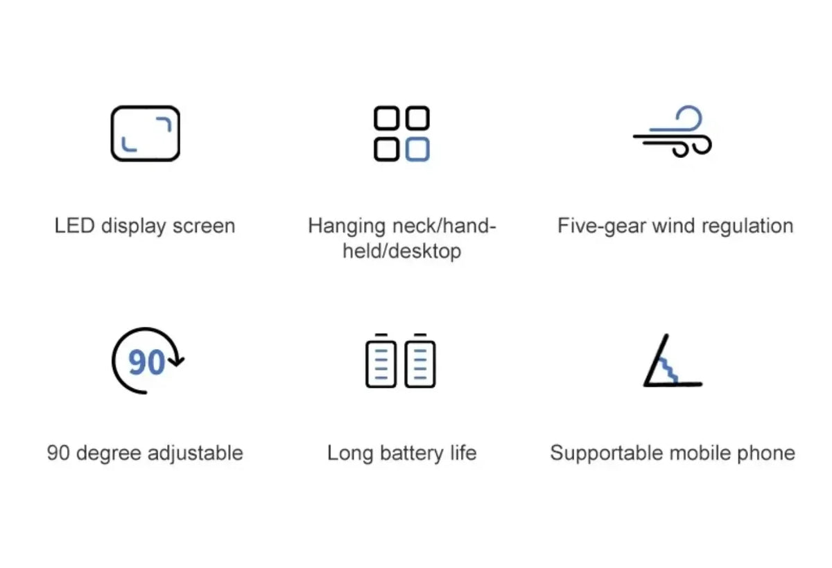 Folding Fan with Phone Stand, 5-Speed USB-C Rechargeable, LED Display Handheld & Desk Fan, Portable Fan for Outdoor Travel Gi