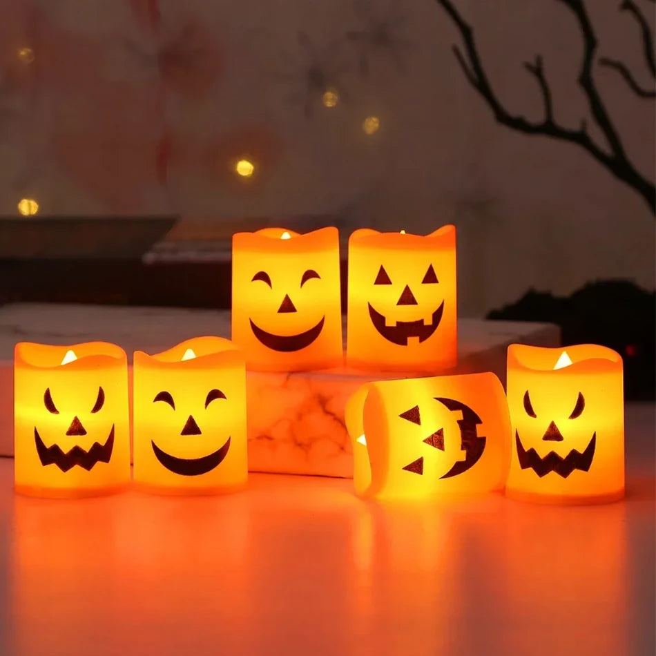 Halloween Pumpkin Lantern – Skull & Ghost Face LED Candle Lamp for Bedroom, Garden & Party Decor