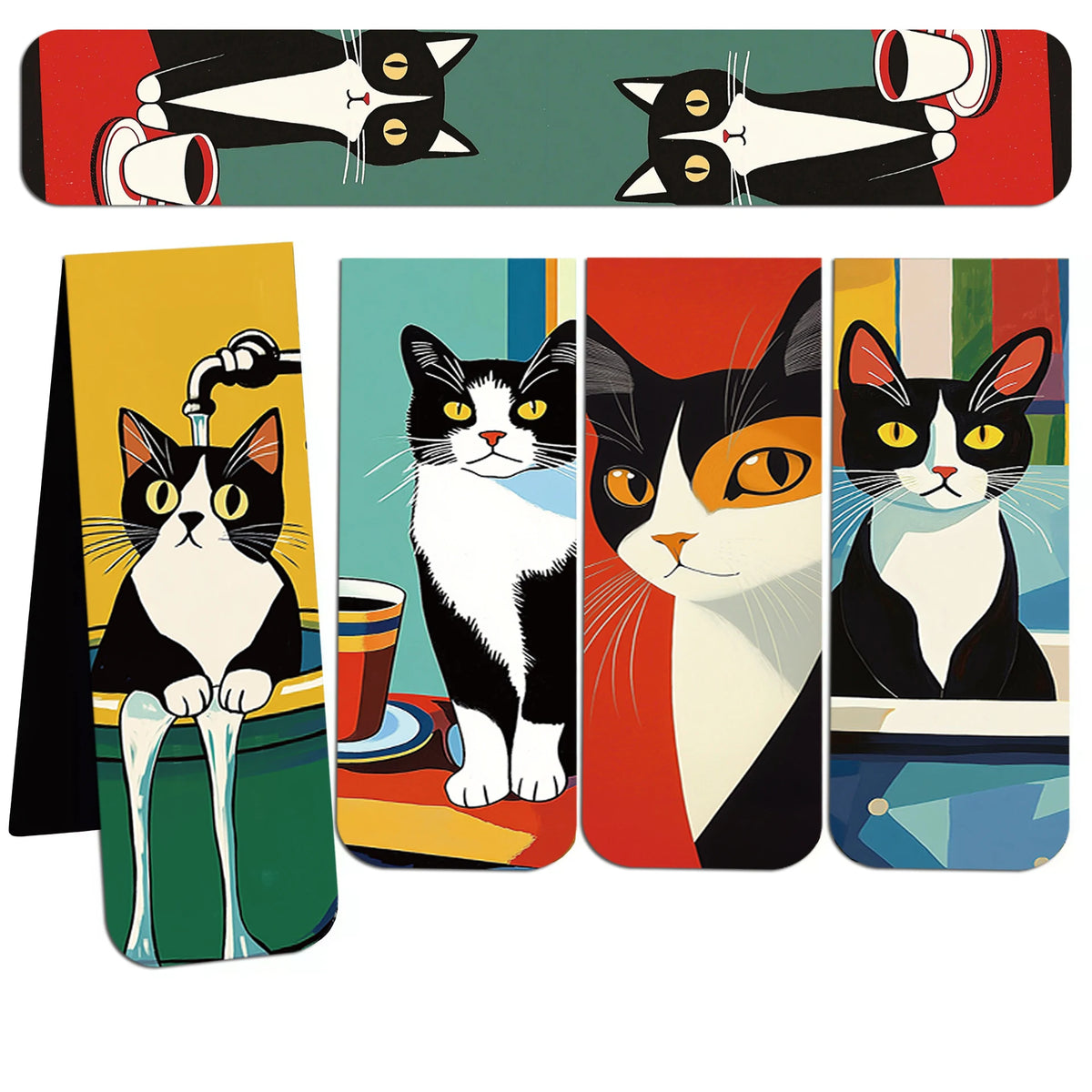 Cat Magnetic Bookmarks – 5pcs Cute Page Clip Holders for Books, Planners & Notebooks (Cat Lover Gift)