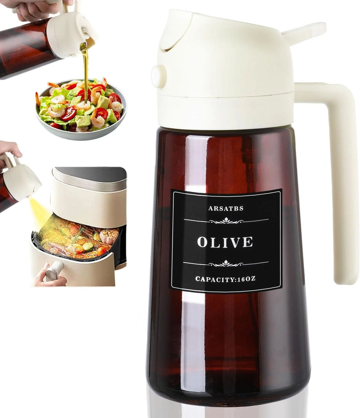 Glass Olive Oil Dispenser Bottle with Pourers & Drip-Free Spout