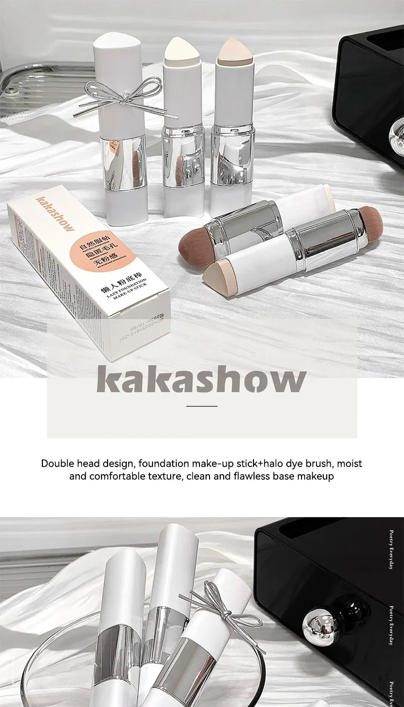 Lazy Foundation Stick, Moisturizing and Natural Concealer Makeup, Matte Makeup Base, Keep Makeup and Sweat