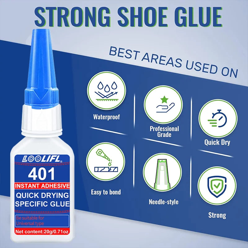 LOOLIFL 401 Super Cyanoacrylate Glue – Waterproof Medium CA Glue for Wood, Metal, Plastic, Ceramic & More (10ml or 20ml, Sing