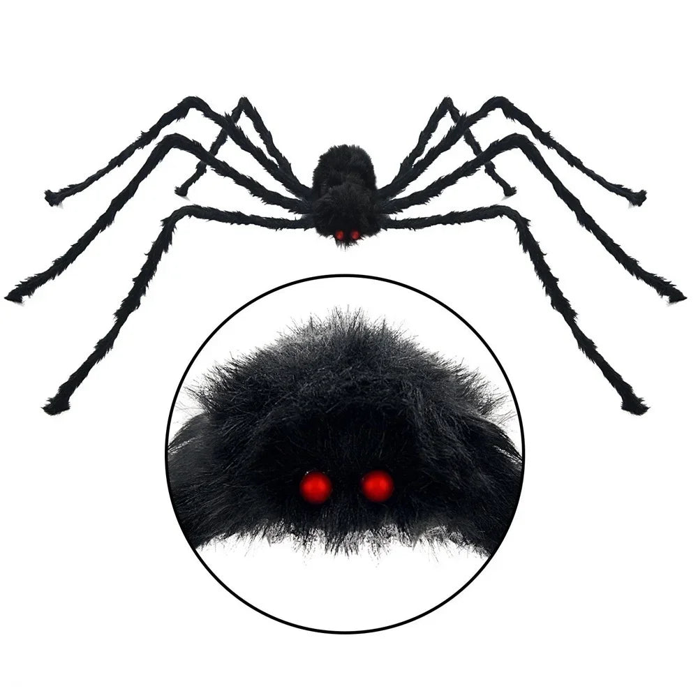 Giant Poseable Plush Spider – Halloween Decoration & Prank Prop for Indoor & Outdoor Haunted House (8 Sizes: 30cm–200cm)