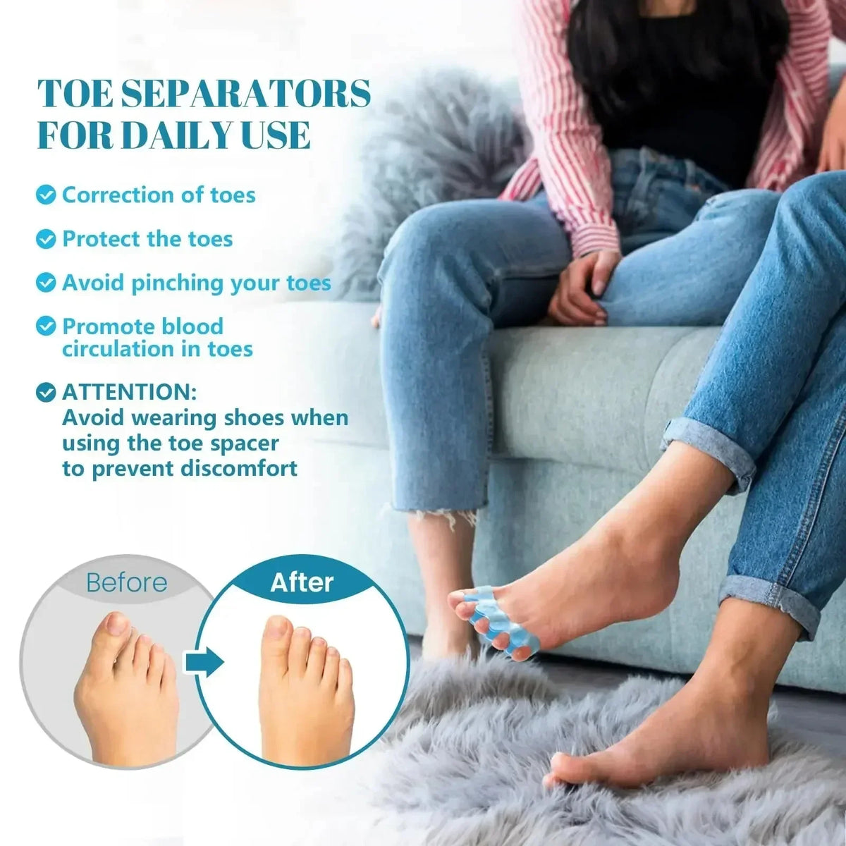Soft Silicone Toe Separators – Gel Toe Spacers for Foot Relief