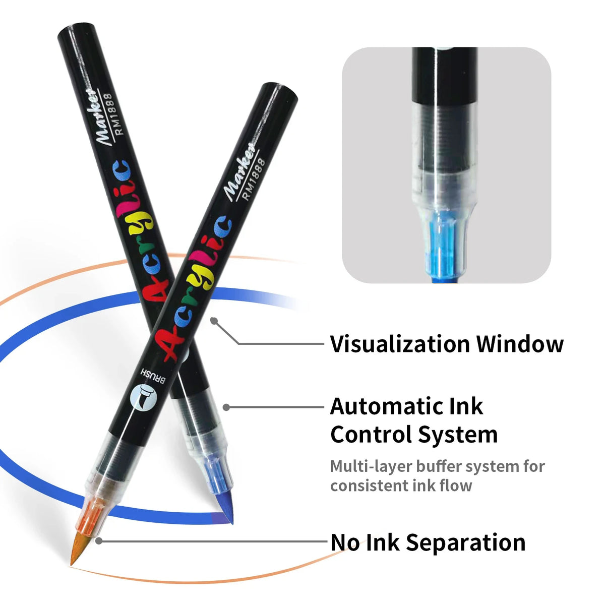 Brush Tip Acrylic Paint Markers – Flexible Paint Pens for Rock, Wood, Stone & Glass DIY Crafts (12, 24, 36, 48 or 60 Colours)
