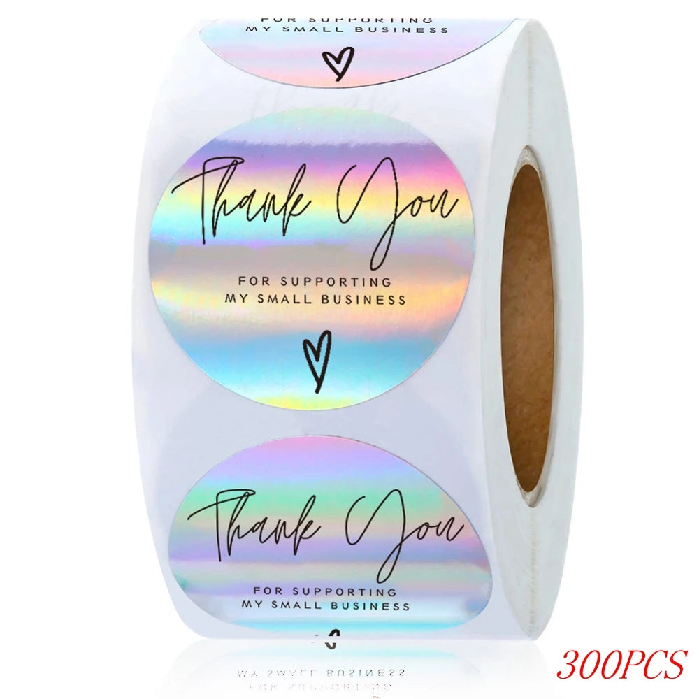 "Thank You" Round Stickers – 1 inch Envelope Seal Labels for Packaging, Weddings, Party Favours & Handmade Gifts (50–500pcs, Multiple Designs)
