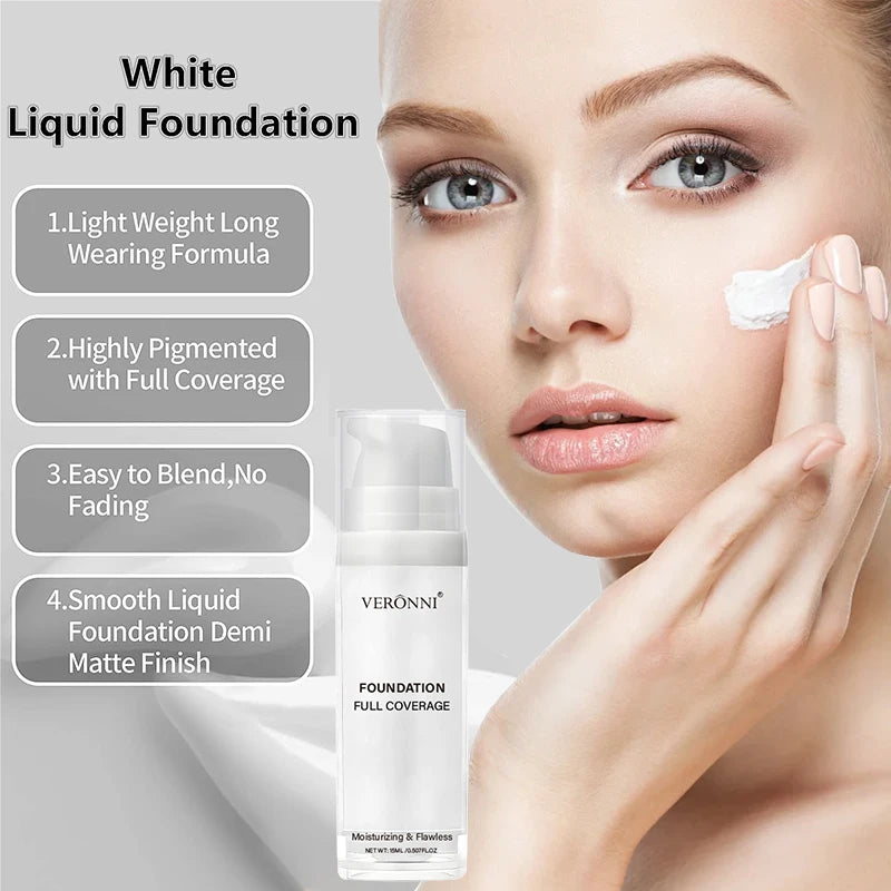 Pure White Liquid Foundation for COS Stage Makeup Long-lasting Concealer Mixable Pure White Foundation Adjuster Lighten&Brigh