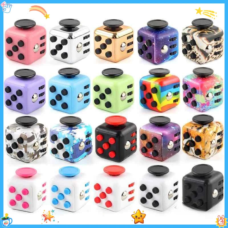 6-in-1 Fidget Cube Antistress Toy 3.4cm 40g - Hand Spinner Decompression Tool for ADHD Autism Anxiety Stress Relief Kids Adul
