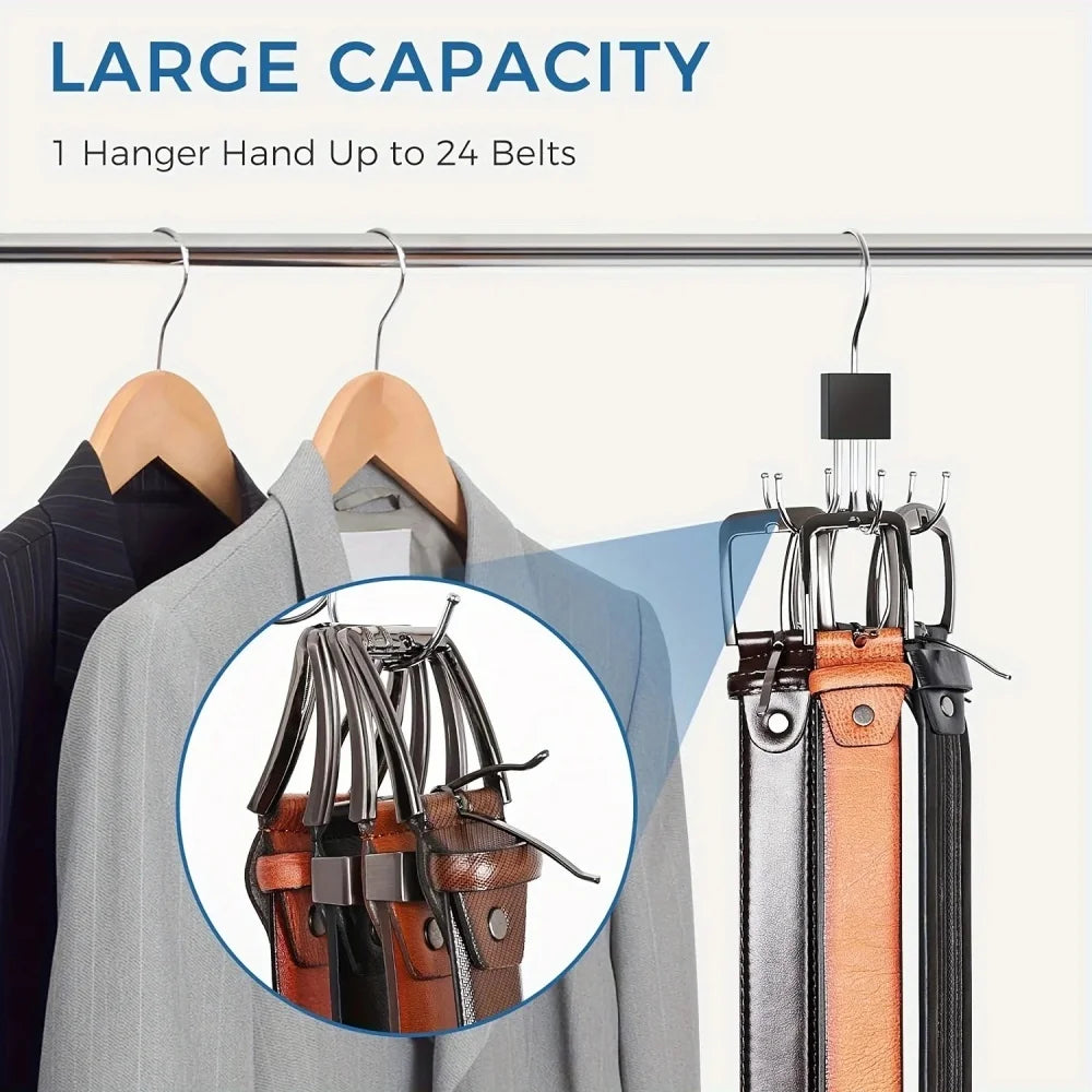 360°Rotating Belt Hanger Hook Durable Belts Rack Organizer for Belts Scarves Bras Ties Home Dorm Storage Hanger Closet Organi