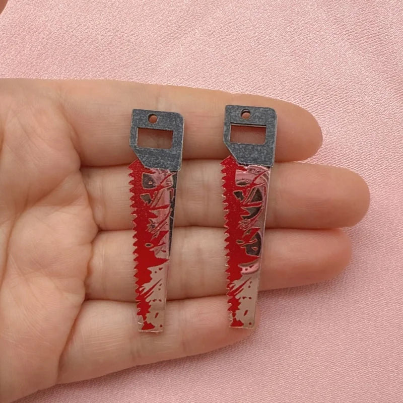 12pcs Acrylic Halloween Sword & Knife Charm Set – DIY Earrings, Necklace & Keychain Pendants