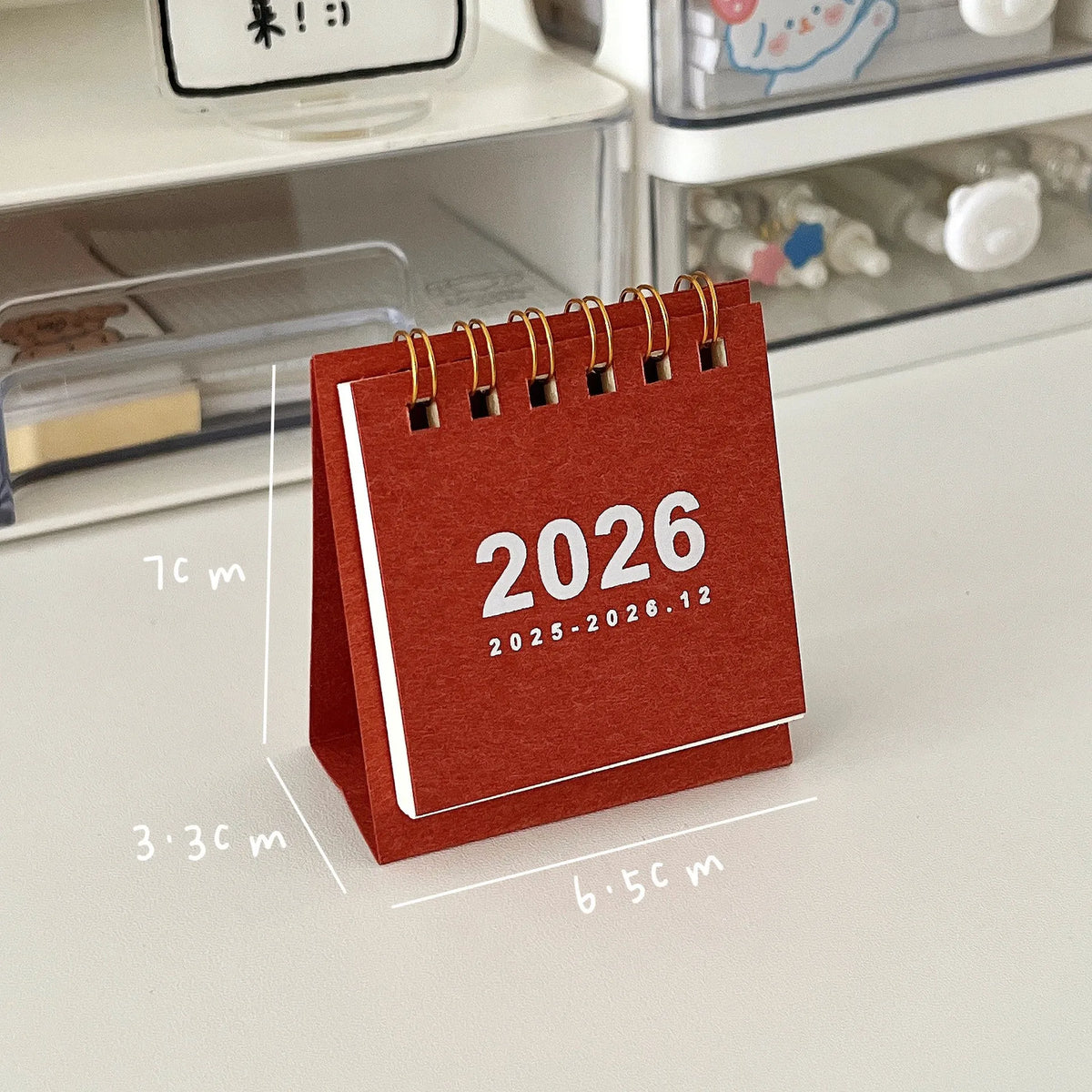 2026 Mini Spiral-Bound Desk Calendar – Simple Decorative Desktop Calendar for Home, Office & Stationery (6 Colours)