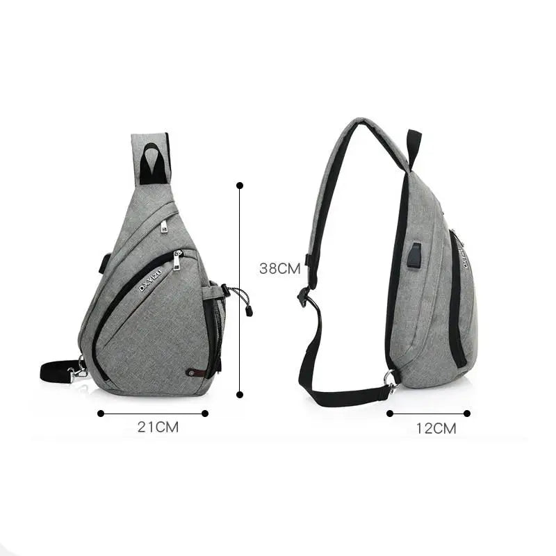 Unisex Sling Chest Bag with USB Charging Port – Crossbody Travel & Sports Bag
