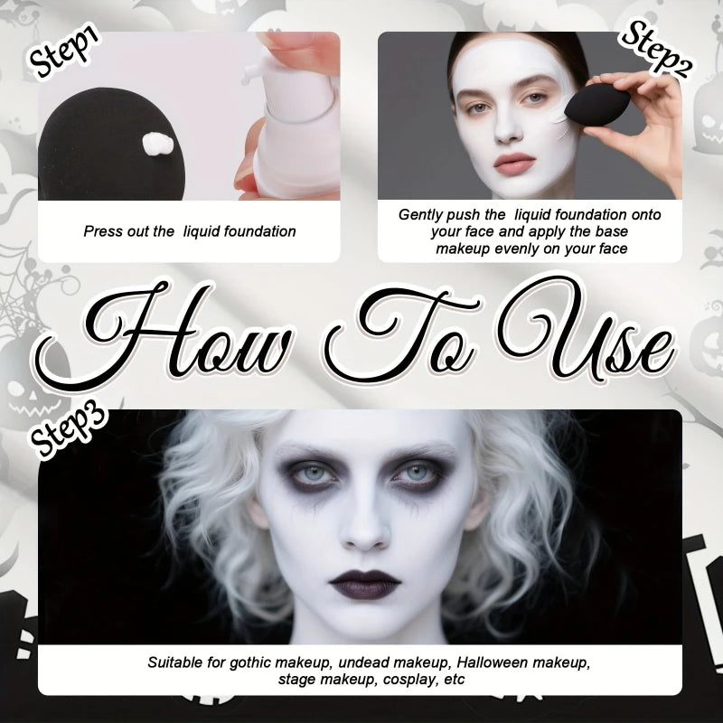Pure White Liquid Foundation for COS Stage Makeup Long-lasting Concealer Mixable Pure White Foundation Adjuster Lighten&Brigh