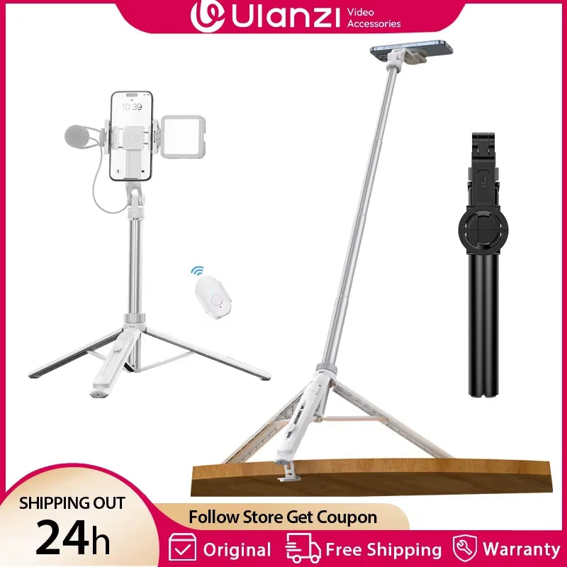 Ulanzi TT88 Overhead Selfie Stick & Phone Tripod with Wireless Remote – 1.44M