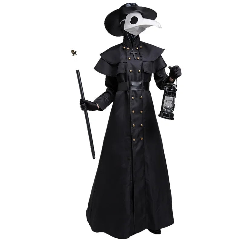Medieval Plague Doctor Hooded Robe Costume – Unisex Halloween Monk, Wizard & Steampunk Cloak Cape (S–5XL)