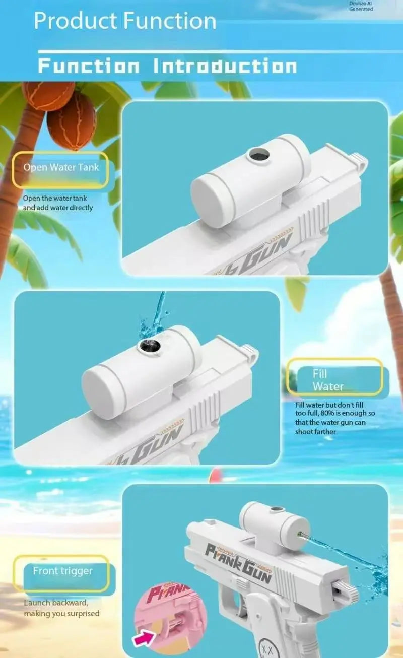 Double-Sided Reverse Water Gun – Prank Squirt Pistol for Pool, Beach & Summer Fun