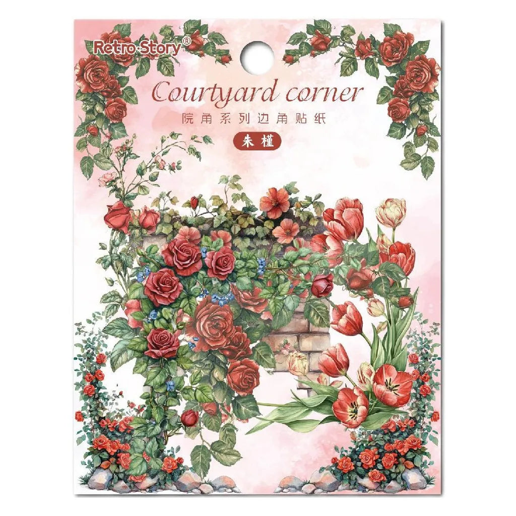 Flower Corner PET Stickers – 30pcs Decorative Floral Sticker Pack for Diary, Scrapbooking, Junk Journal & Album Decoration (6