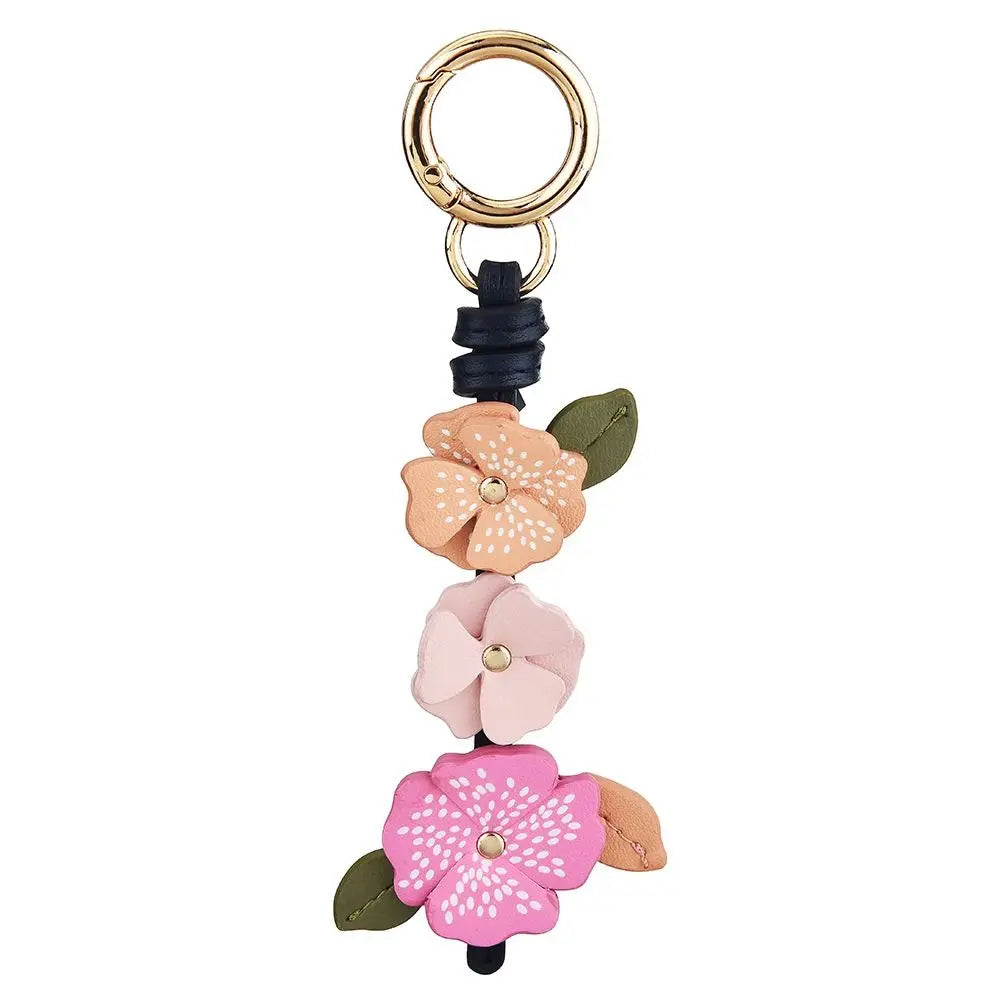 Handmade PU Leather Flower Bag Pendant & Keychain – Lotus Charm for Women