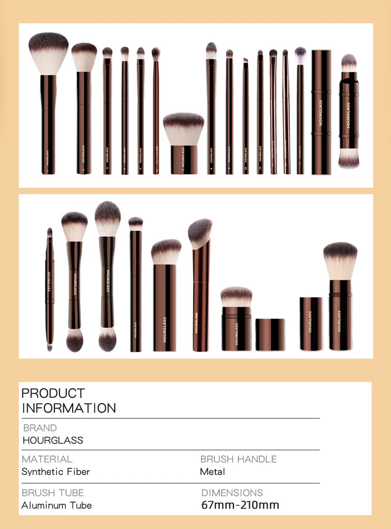 Hourglass Makeup Brush Set – Powder, Foundation, Concealer, Blush, Bronzer & Eyeshadow