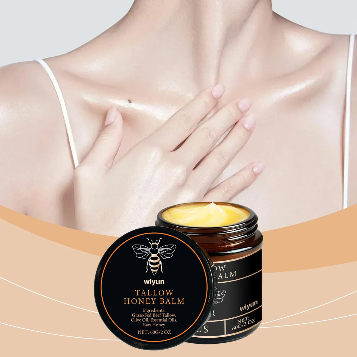 Tallow Honey Balm – Glowing, Hydrating Face & Body Moisturizer | Firms, Fades Fine Lines & Boosts Elasticity