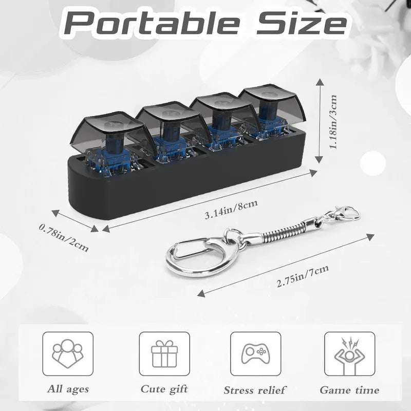 4Keys Finger Button Anti-stress Toys Mechanical Keyboard Keycaps Office Decompression Calming Keychain Gifts for Children Adu