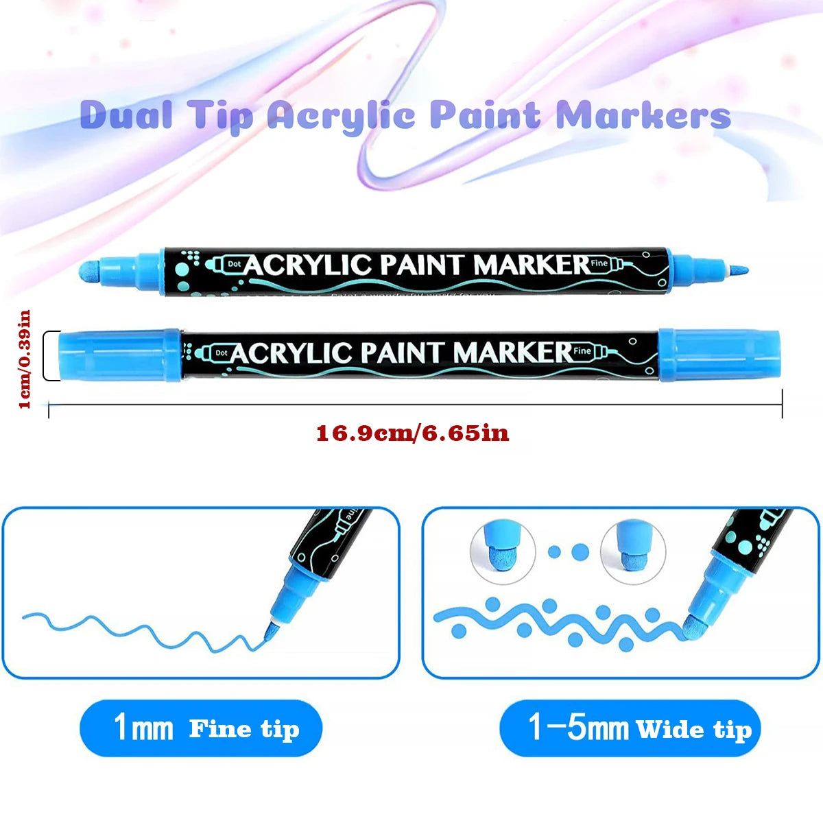 Dual Tip Acrylic Paint Pens – Multi-Surface Markers for Wood, Canvas, Stone, Rock, Glass & Ceramic DIY Crafts (12, 24, 36 or 