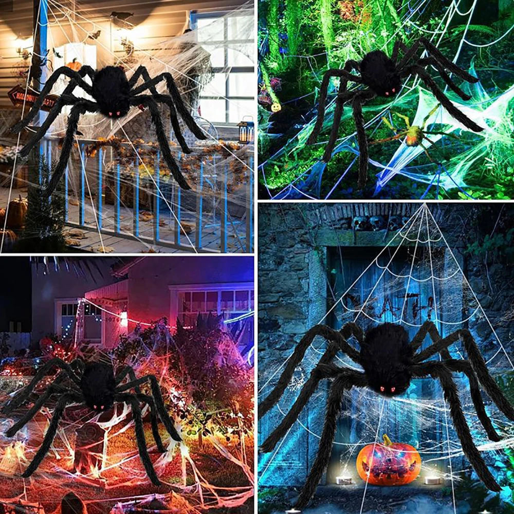 Halloween 5m Giant Plush Triangle Spider Web Decoration – Indoor & Outdoor Haunted Yard Prop (Black or White)