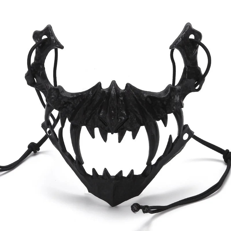 Japanese Half-Face Resin Mask – Dragon God, Tiger, Tengu, Wolf & Skull Styles for Halloween & Cosplay