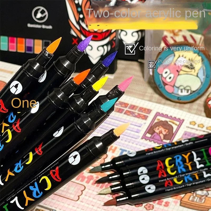 Professional Dual-Tip Acrylic Paint Markers – Fine & Brush Tip Pens for Stone, Wood, Calligraphy & Mixed Media (24, 48, 72, 9