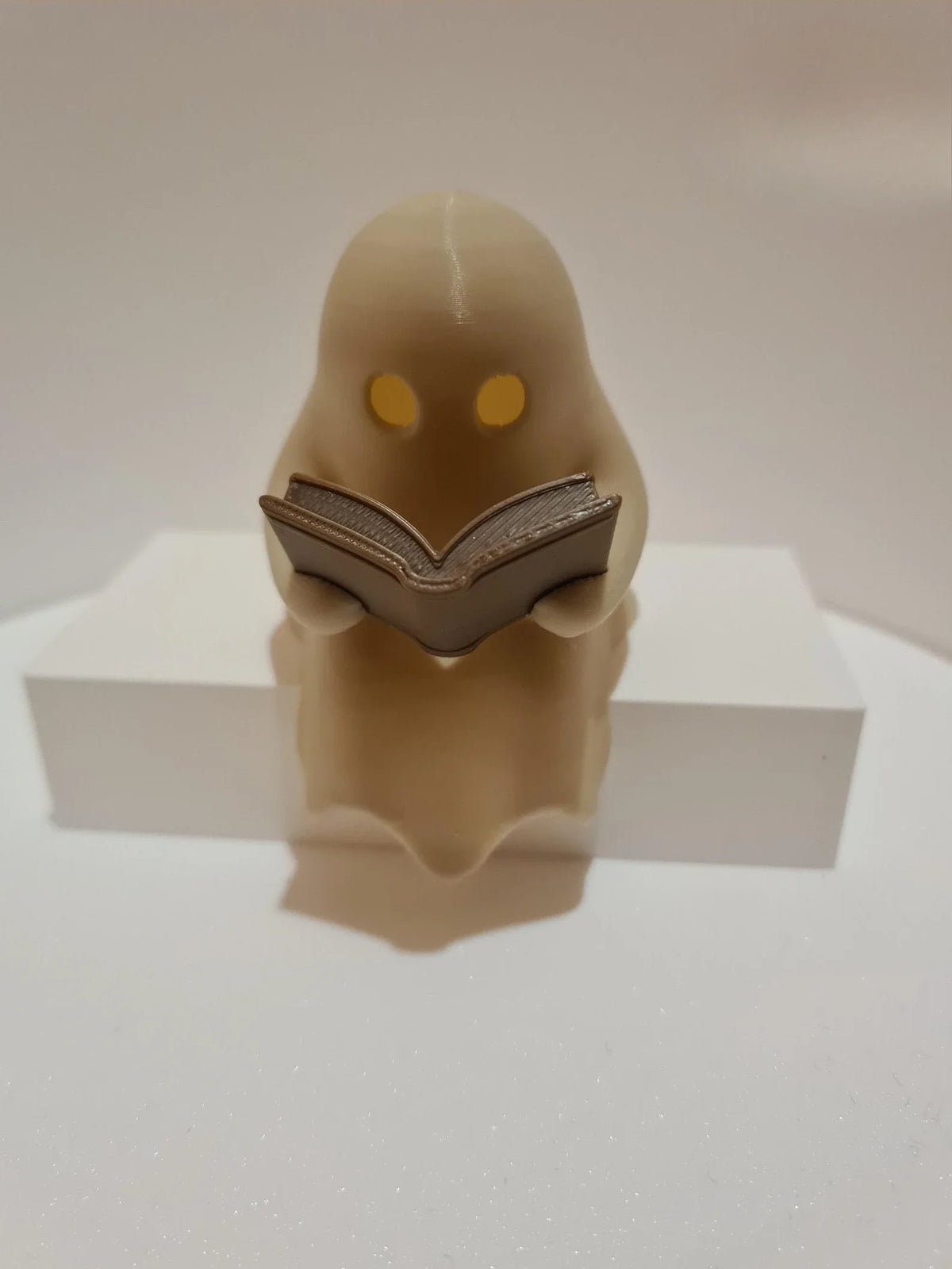 Ghost Reading a Book Shelf Sitter Figurine – Cute Halloween Ornament with Flickering LED Tealight