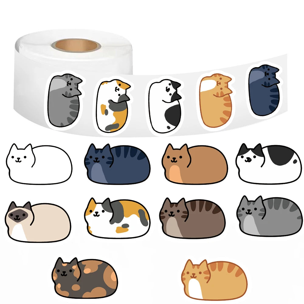 500pcs Kawaii Cartoon Cat Stickers – Waterproof Vinyl Stickers for Laptop, Skateboard, Phone, Luggage & Scrapbooking (Single 