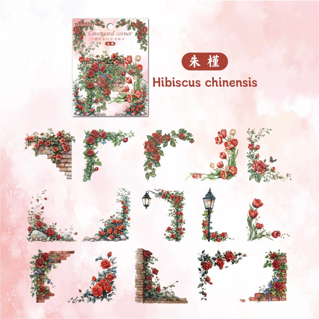 Flower Corner PET Stickers – 30pcs Decorative Floral Sticker Pack for Diary, Scrapbooking, Junk Journal & Album Decoration (6 Design Options)