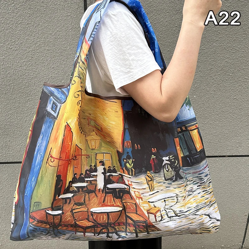 Foldable Nylon Shopping Tote Bag – Reusable Grocery & Travel Shoulder Bag