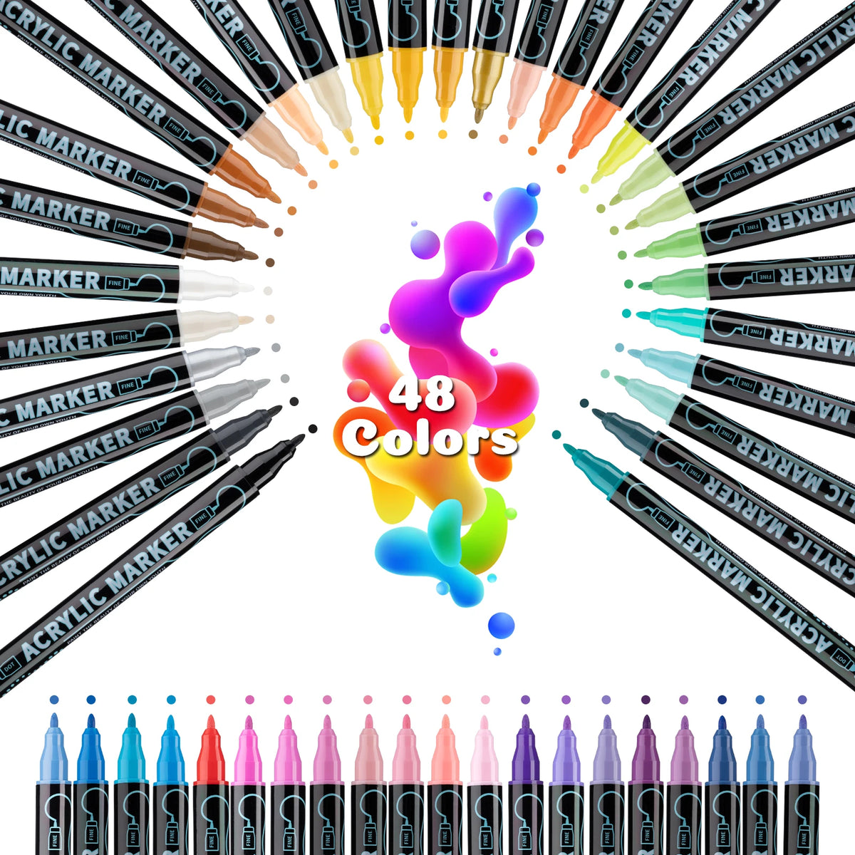 Dual Tip Acrylic Paint Pens – Multi-Surface Markers for Wood, Canvas, Stone, Rock, Glass & Ceramic DIY Crafts (12, 24, 36 or 