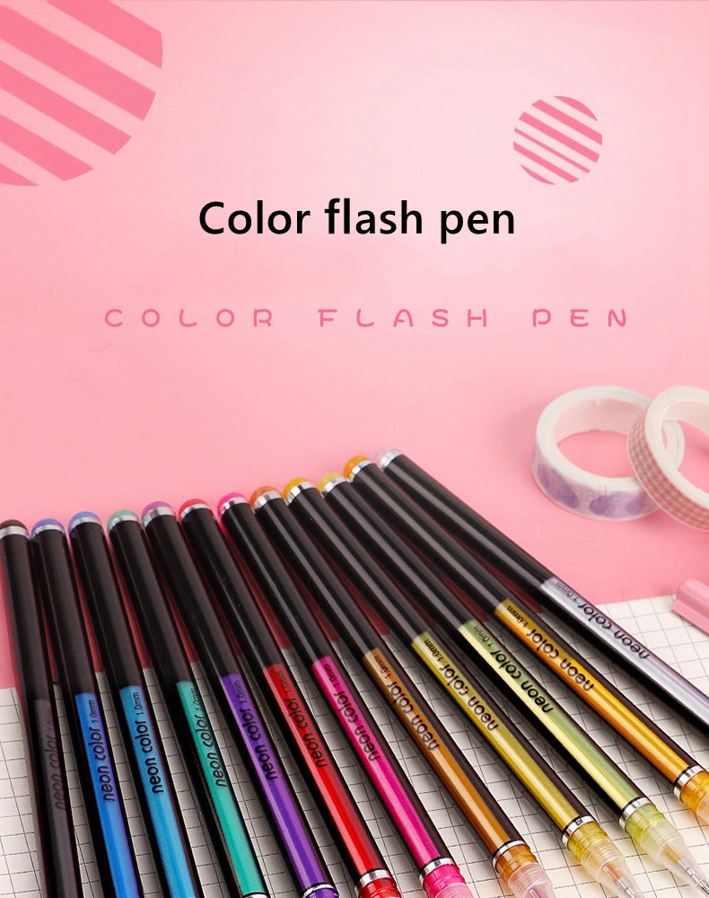 Kissbuty Glitter, Metallic, Pastel & Highlighter Gel Pens – 1.0mm Coloring Pens with Refills for Journaling, Art & Adult Colouring Books (12pcs)