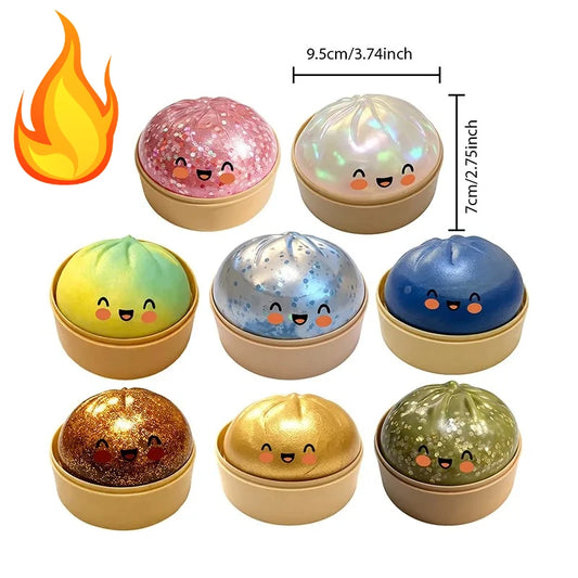 Flashing Dumpling Squeeze Ball – Slow-Rise Squishy Stress Toy with Light-Up Effect | Random Color