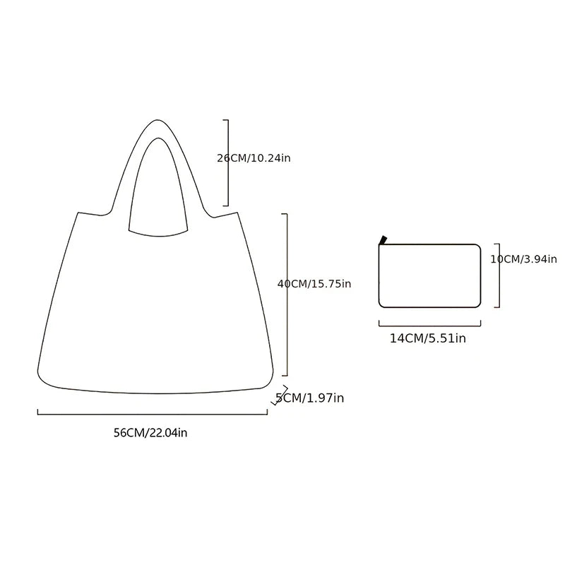 Foldable Nylon Shopping Tote Bag – Reusable Grocery & Travel Shoulder Bag