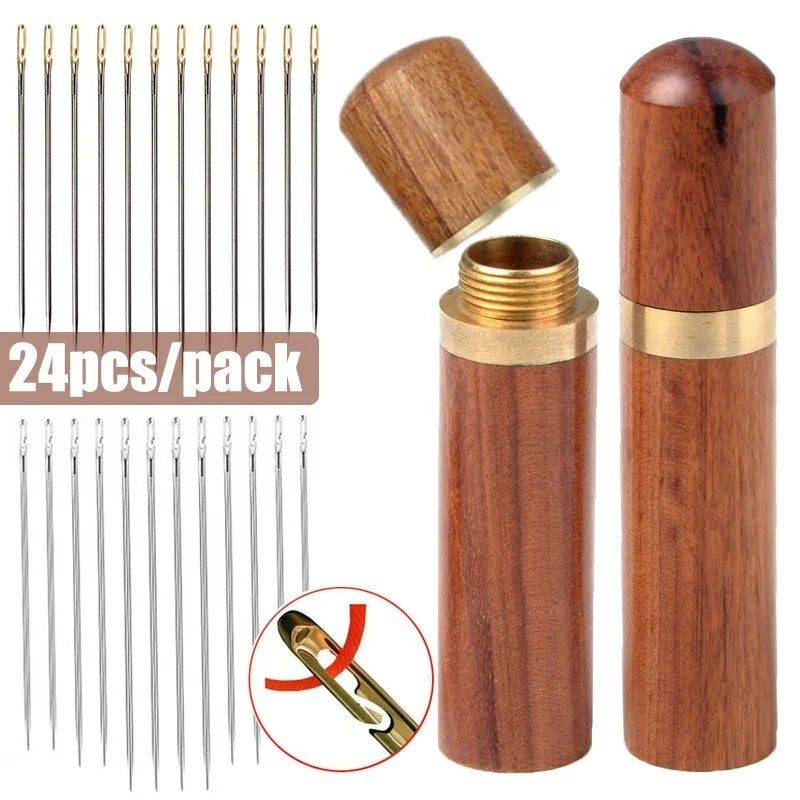 30pcs Self-Threading Sewing Needles — Stainless Steel Easy-Thread Hand Sewing & Embroidery Set