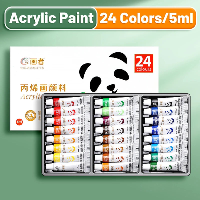 Acrylic Paint Set – Waterproof Rich Pigment Tubes for Canvas, Glass, Rock & Paper DIY Art (12, 18 or 24 Colours, 5ml each)