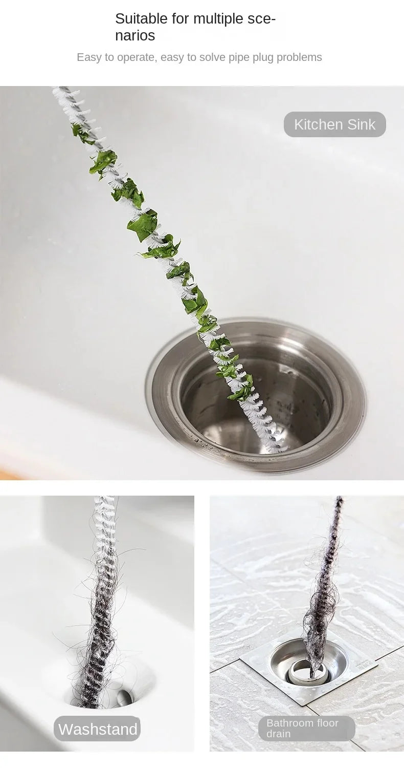 45cm Pipe Dredging Brush Flexible Bathroom Hair Sewer Sink Cleaning Brush Bendable for Home Kitchen Sink Bathroom Hair Sewer