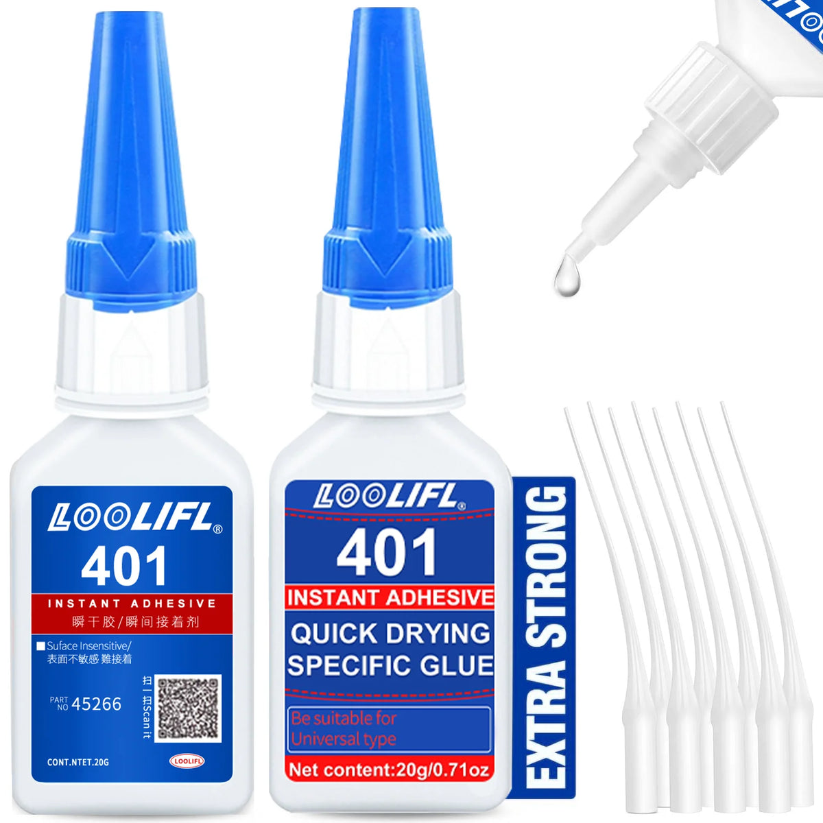 LOOLIFL 401 Super Cyanoacrylate Glue – Waterproof Medium CA Glue for Wood, Metal, Plastic, Ceramic & More (10ml or 20ml, Sing