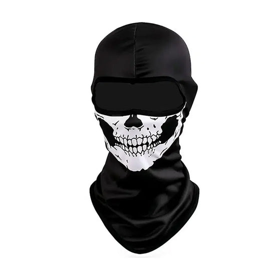Halloween Skull Print Full Face Balaclava – Ghost Cosplay Mask & Outdoor Ski, Motorcycle, Bike Hat (Black or White)