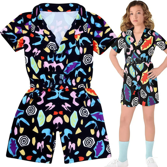 80s Retro Telekinetic Girl Cosplay Costume Set – Short Sleeve Roleplay Outfit for Halloween & Themed Parties