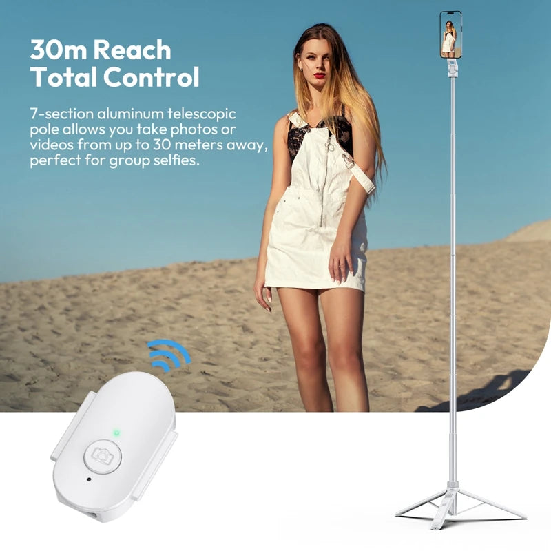 Ulanzi TT88 Overhead Selfie Stick & Phone Tripod with Wireless Remote – 1.44M