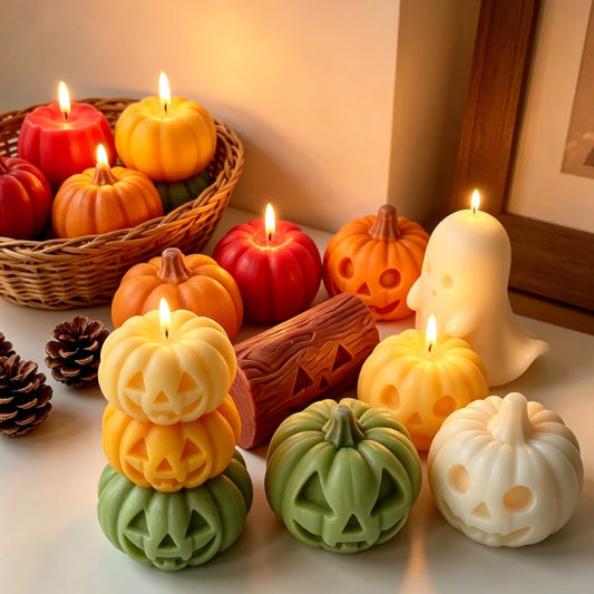 Halloween Ghost & Pumpkin 3D Silicone Mold – Stackable DIY Candle, Soap, Resin & Plaster Craft Mold