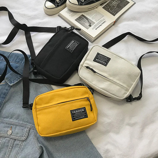 Women’s Embroidered Canvas Shoulder Bag – Casual Rectangle Crossbody Purse