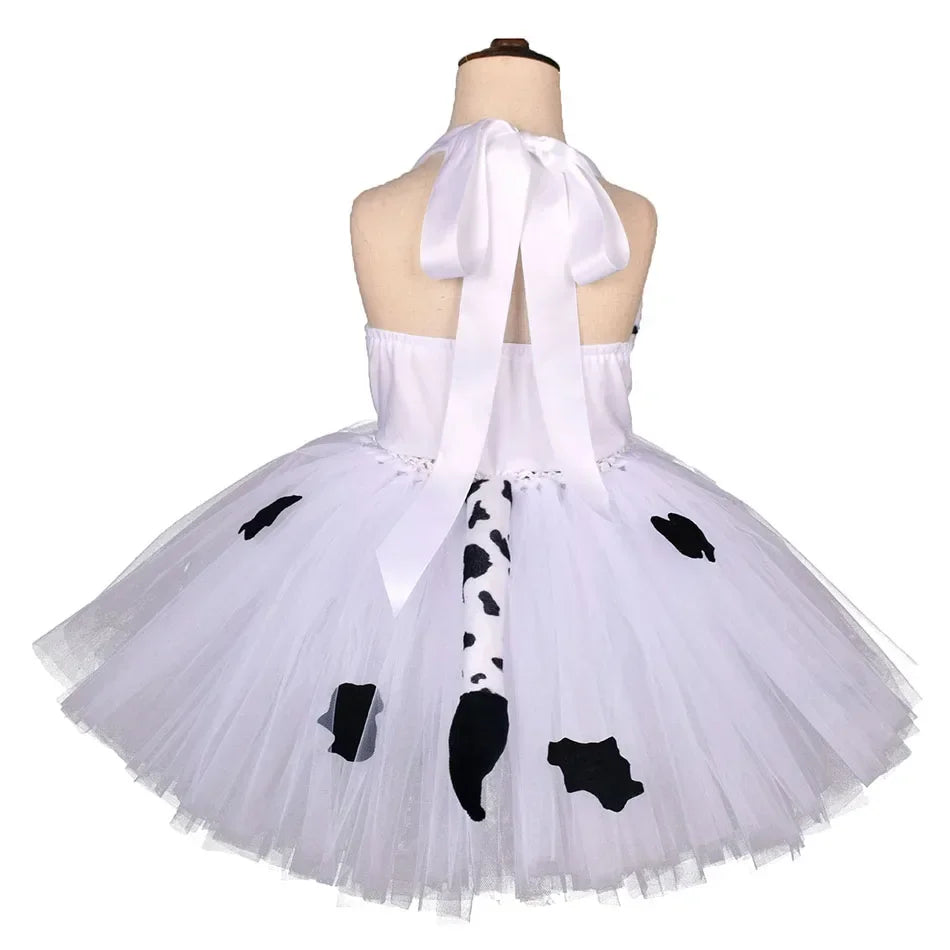Girls’ Animal Print Tutu Costume Dress – Forest Theme Halloween Cosplay & Dance Performance Set for Kids