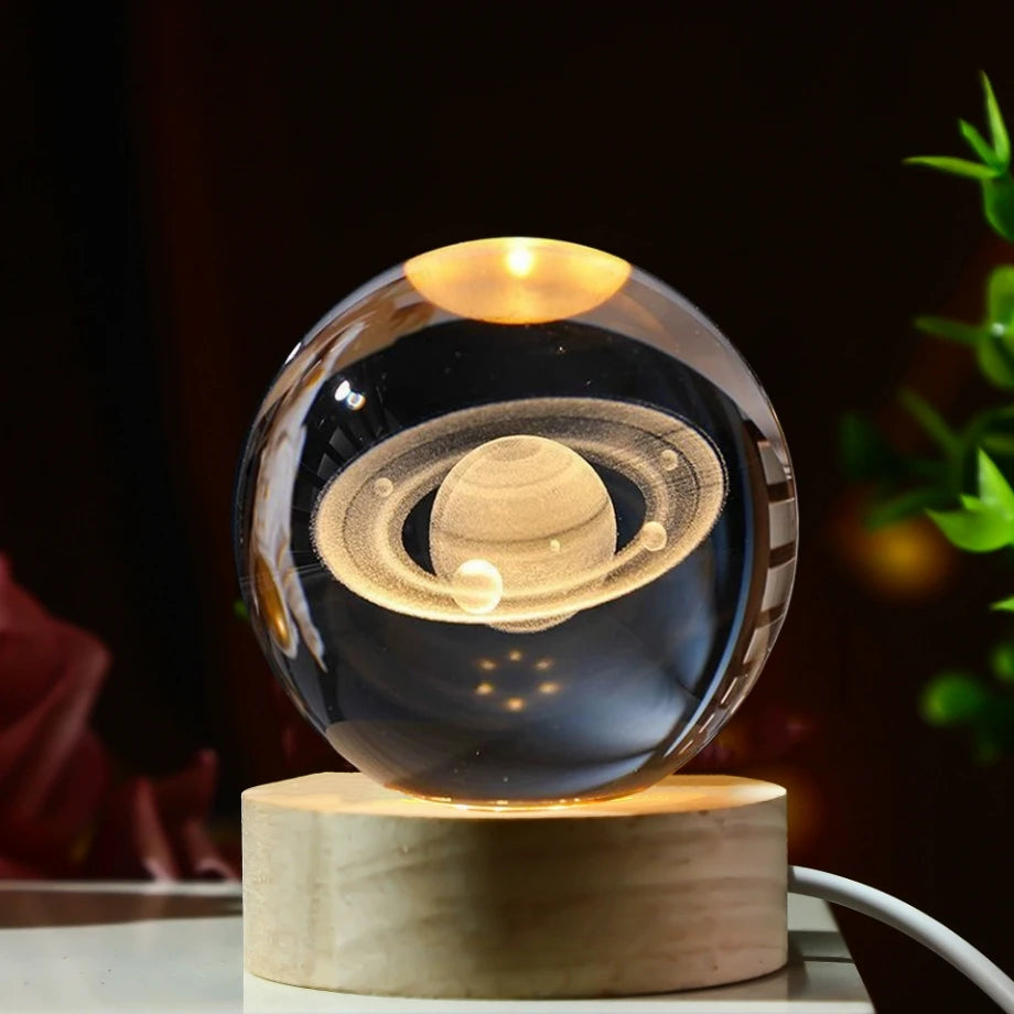 Crystal Ball 3D Atmosphere Saturn Solar System MoonPlanets Crystal Ball Glass Ball Home Decoration Valentine's Day Gift Ornam