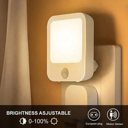 Motion Sensor LED Night Light – Plug-In Bedside Lamp for Kids & Bedroom
